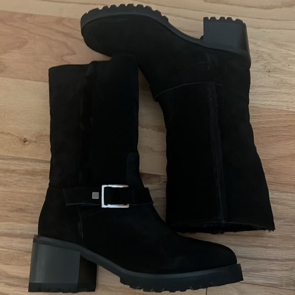 Live + ECH Black Suede fur Shearling Wool Boots size 36 like new - Picture 4 of 16